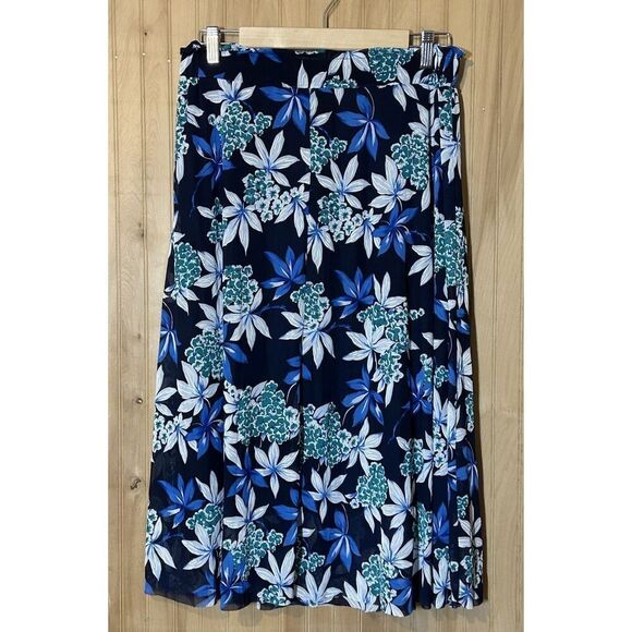 Modern Attraction Women’s Size Large Black Floral Pull On Midi Skirt - Picture 2 of 4